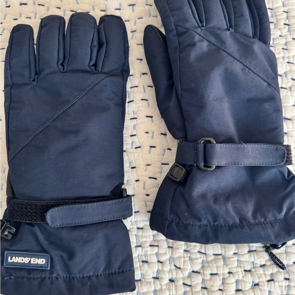 Lands' End Boys Youth L Navy Blue Winter Gloves